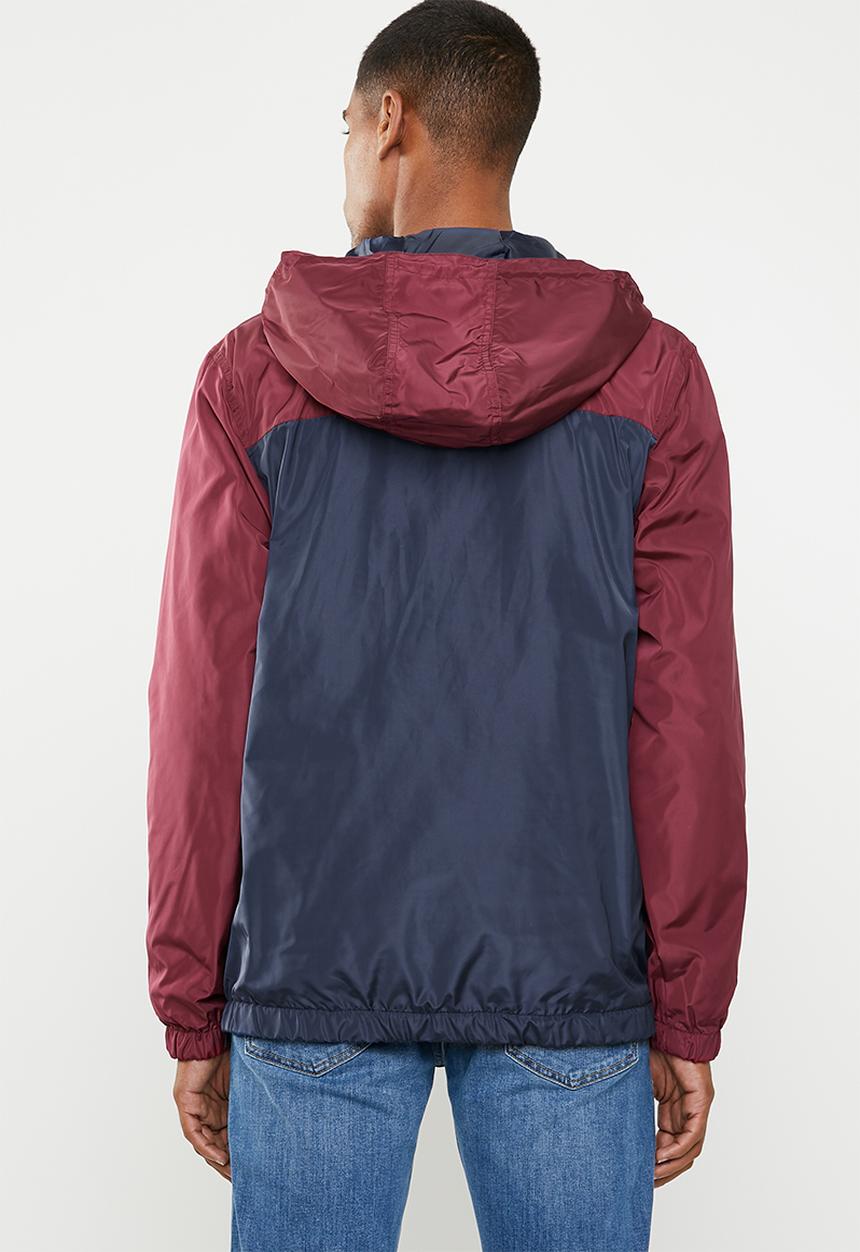 Superbalist - Colour-blocked half-zip anorak - burgundy & navy