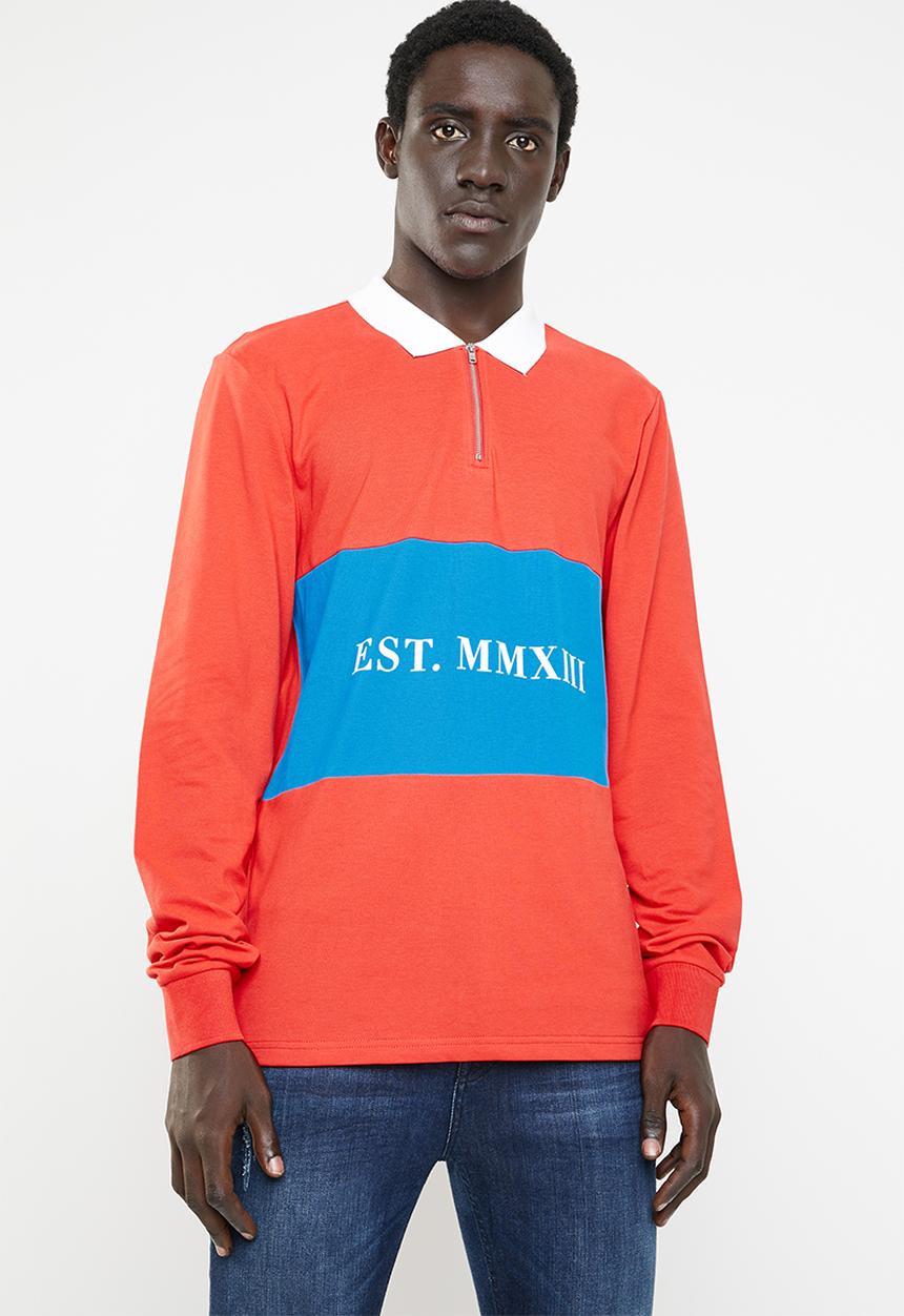 Only & Sons - Weldon long sleeve zip polo exp - red