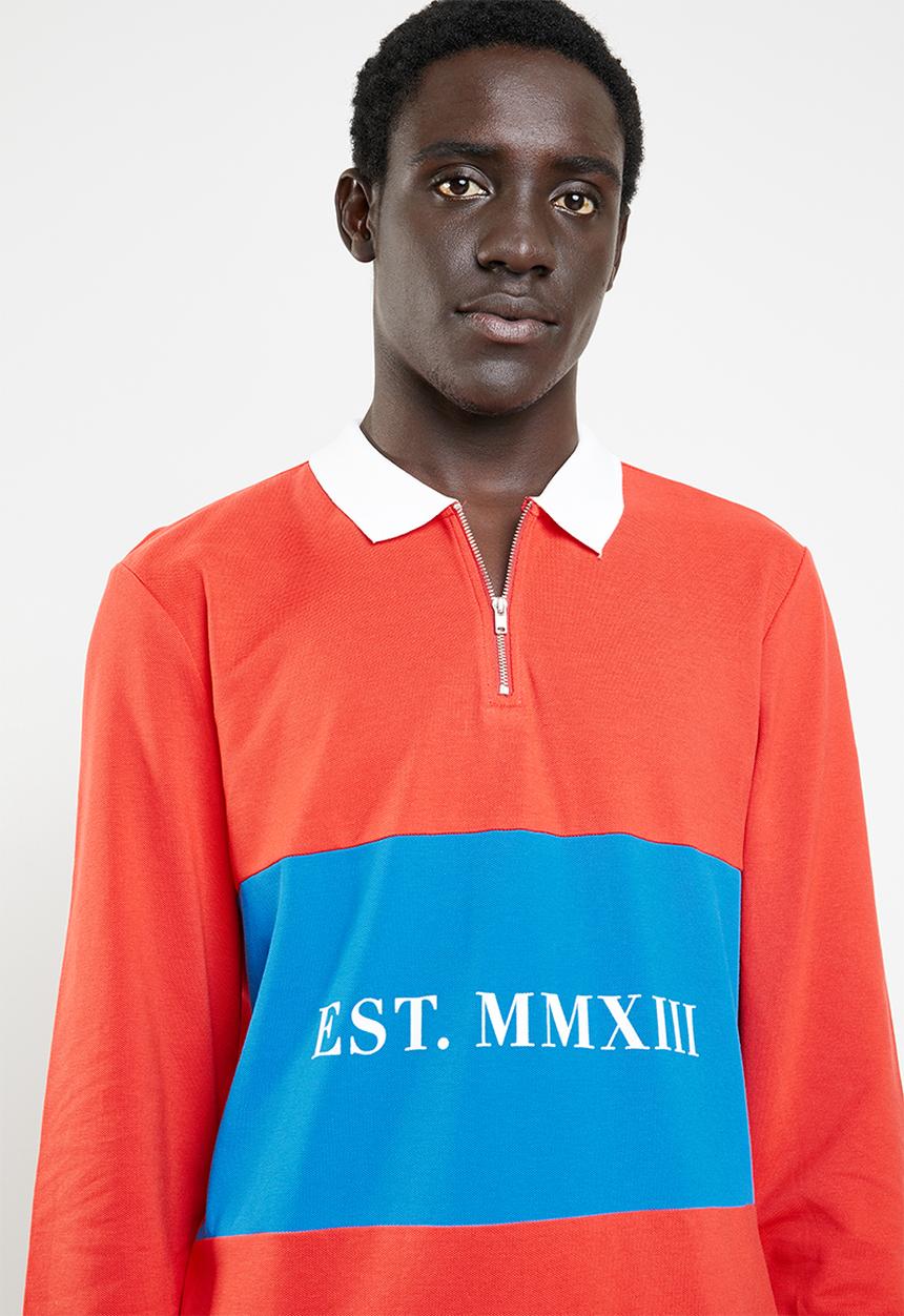 Only & Sons - Weldon long sleeve zip polo exp - red