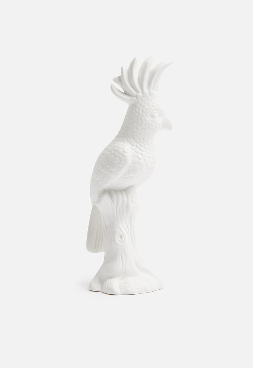 Present Time - Cockatoo statue - ceramic matte white