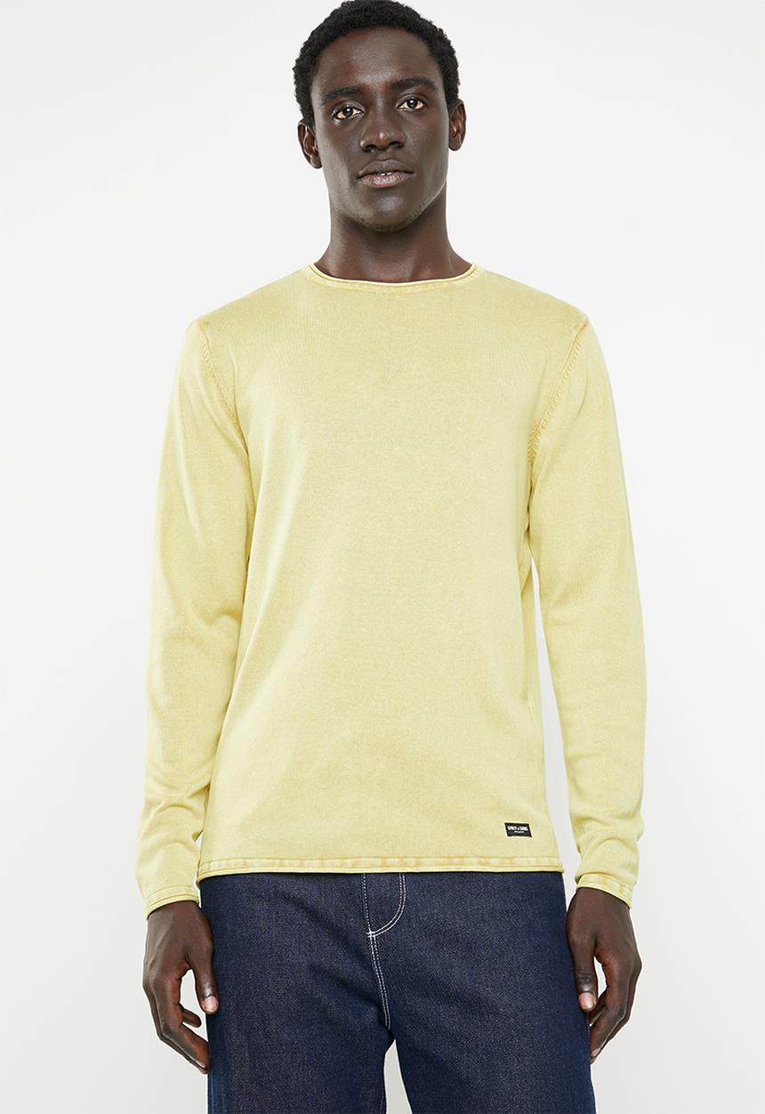 Only & Sons - Garson wash crew neck knit top - yellow
