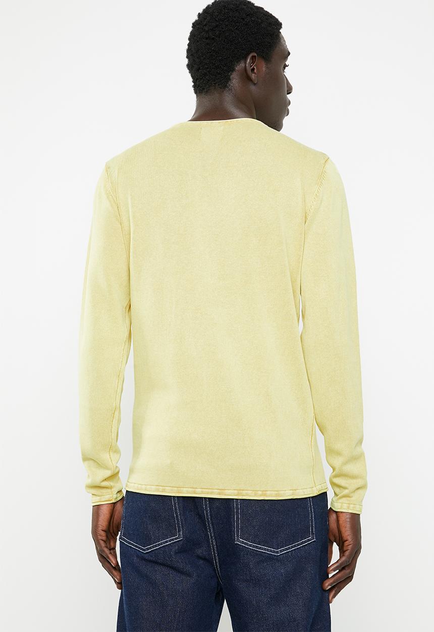 Only & Sons - Garson wash crew neck knit top - yellow