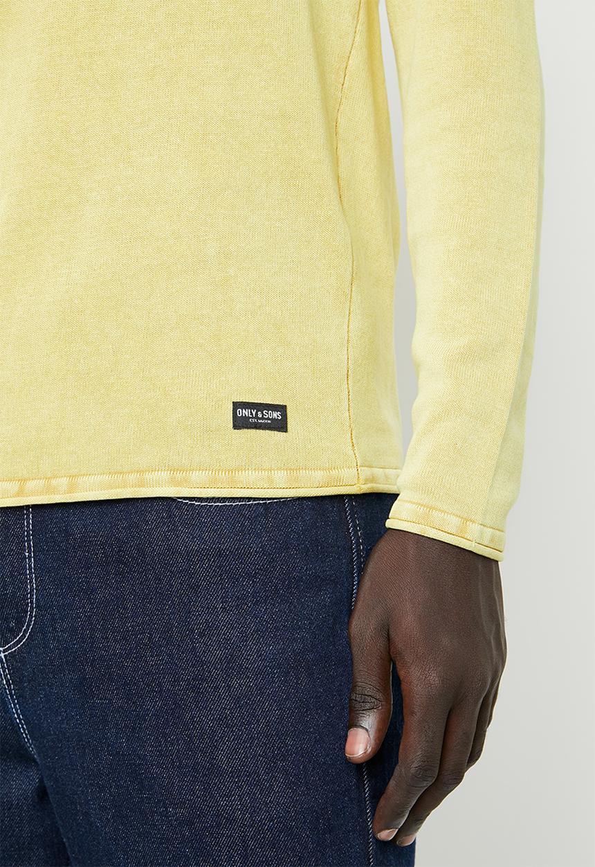 Only & Sons - Garson wash crew neck knit top - yellow