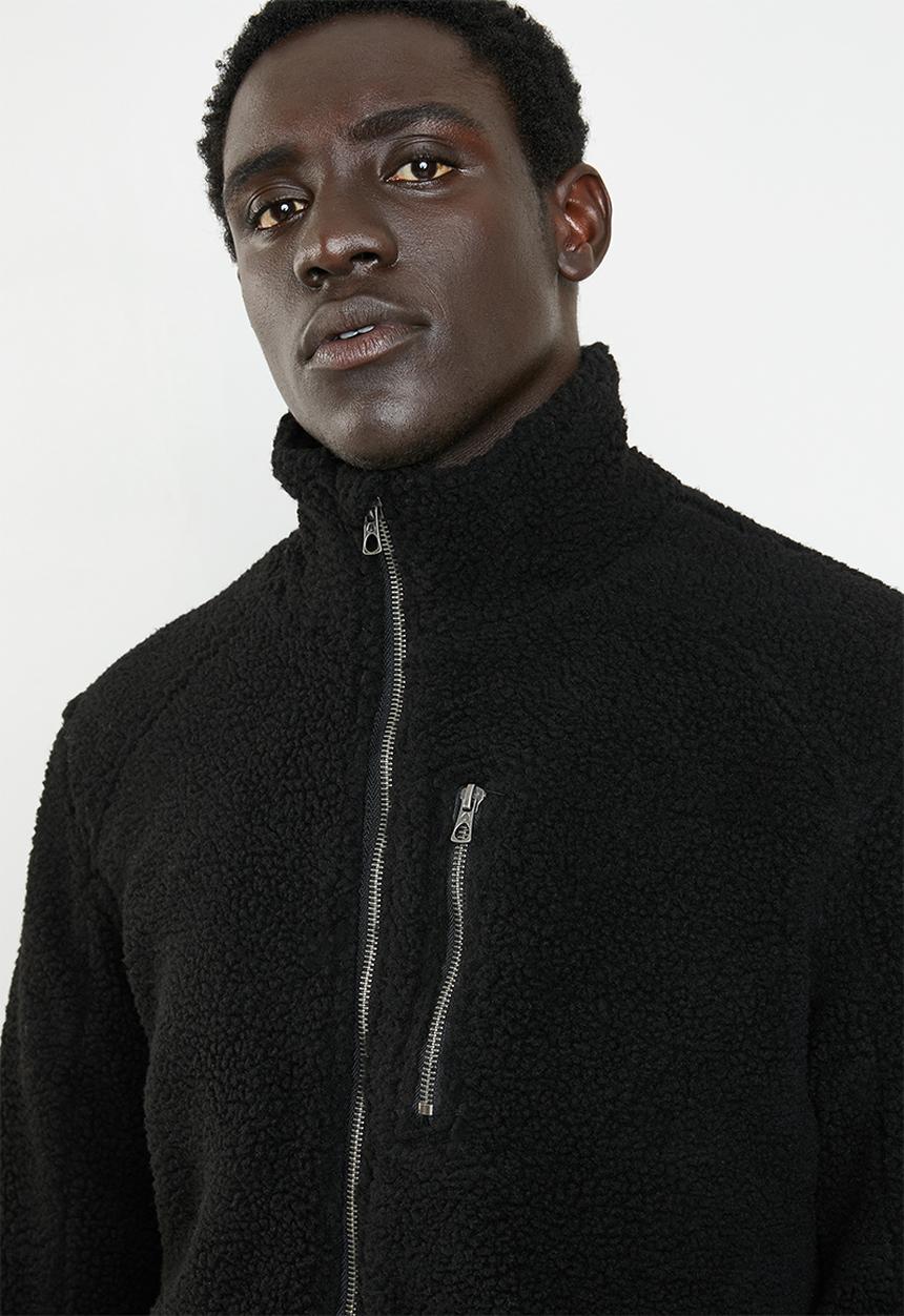 Only & Sons - Bane sherpa high neck jacket - black