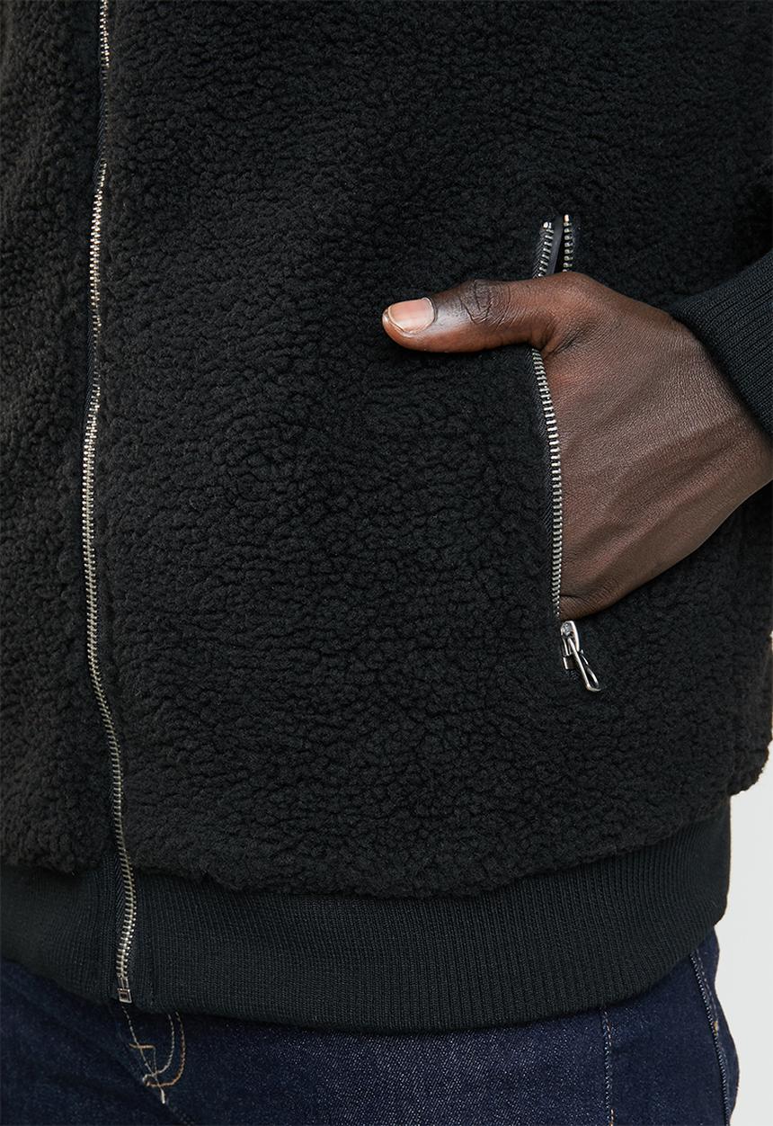 Only & Sons - Bane sherpa high neck jacket - black