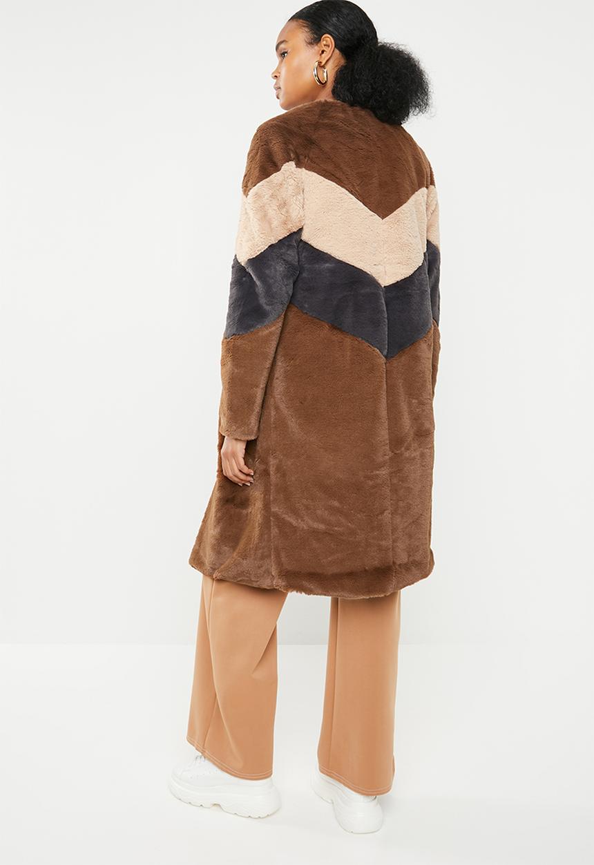 Missguided - Longline colourblock coat - multi