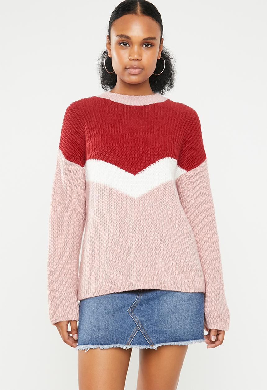 Missguided - Chevron balloon sleeve jumper - multi