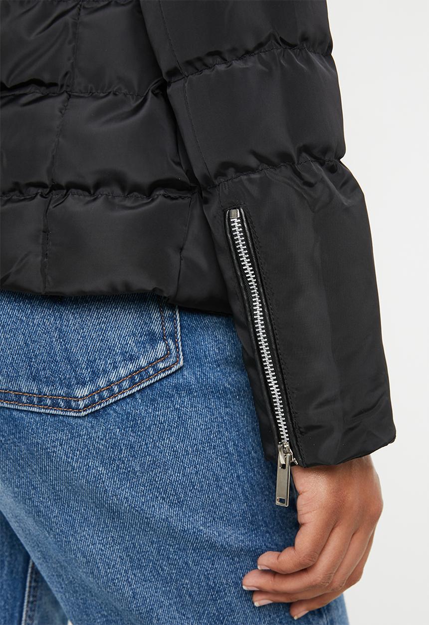 Brave Soul - Padded jacket with detachable faux fur collar - black