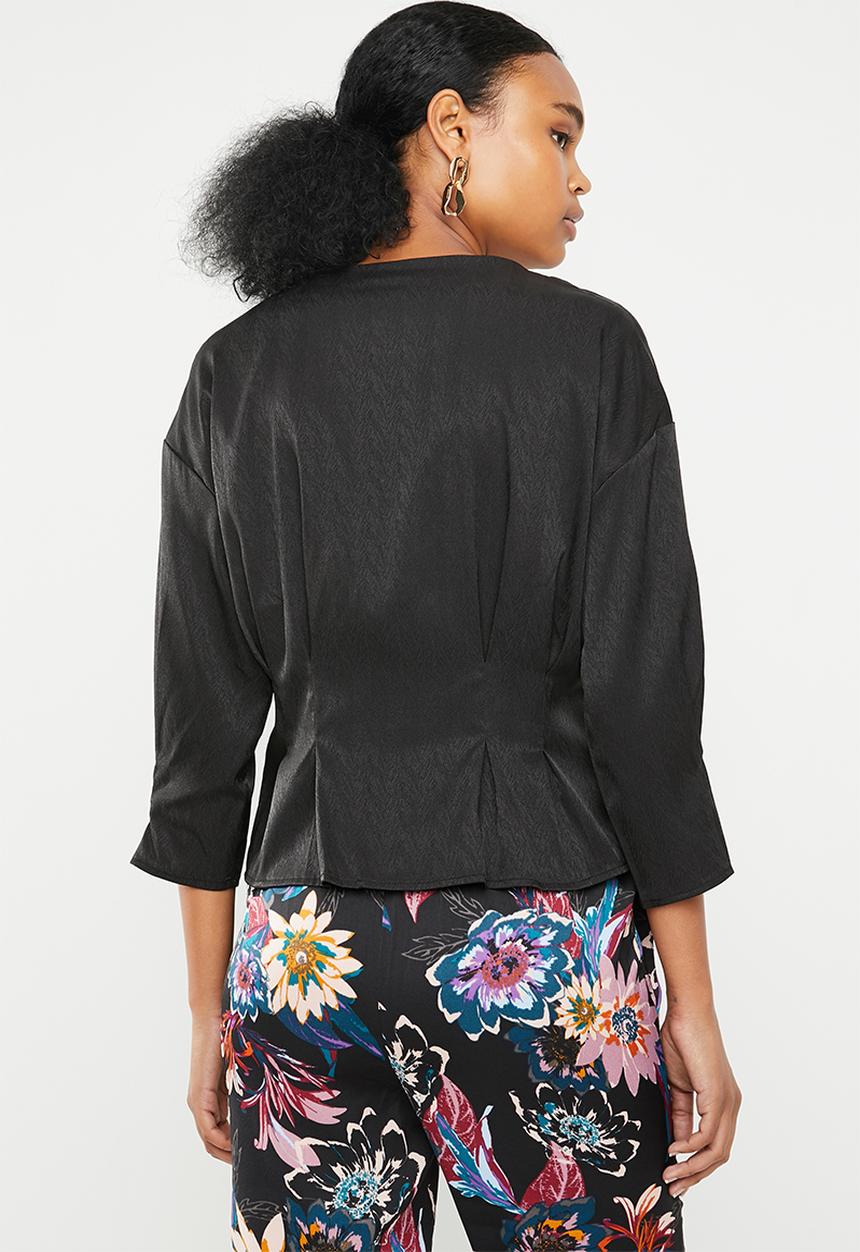 Vero Moda - Hanna button 3/4 top - black