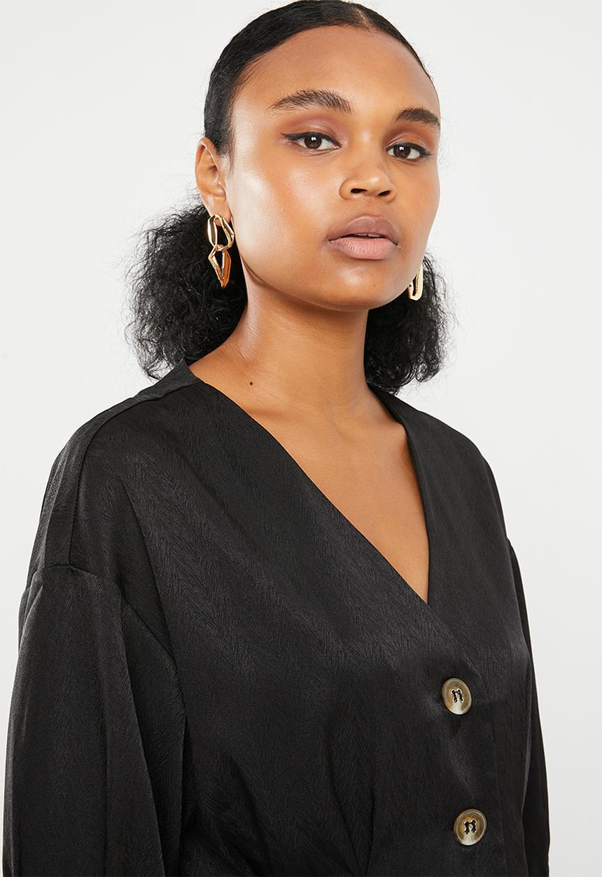 Vero Moda - Hanna button 3/4 top - black