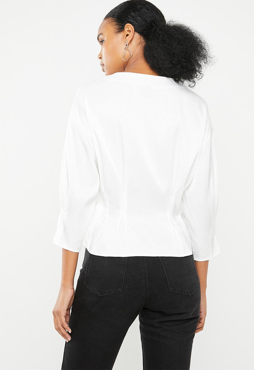 Vero Moda - Hanna button 3/4 top - white