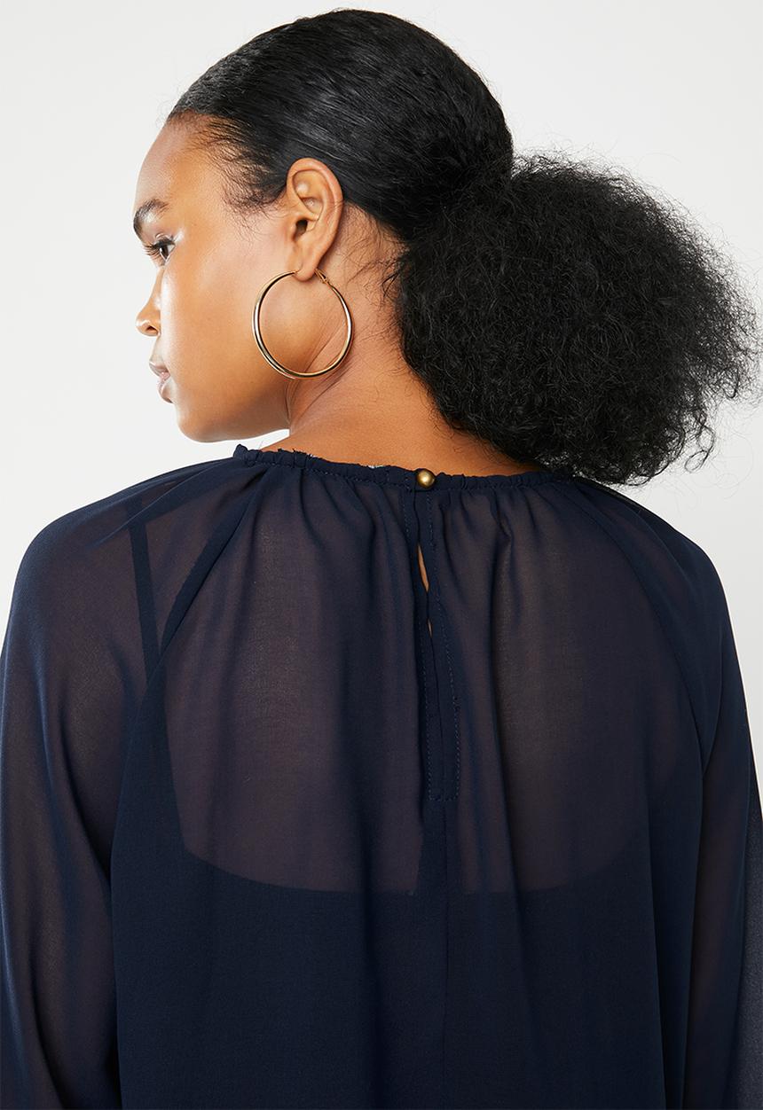 Superbalist - Gauged raglan sleeve blouse - navy