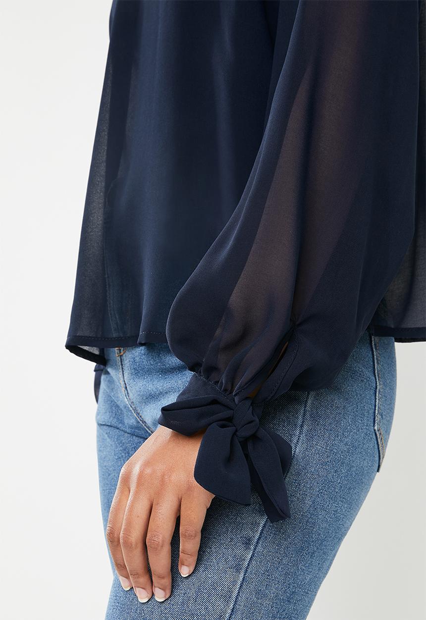 Superbalist - Gauged raglan sleeve blouse - navy