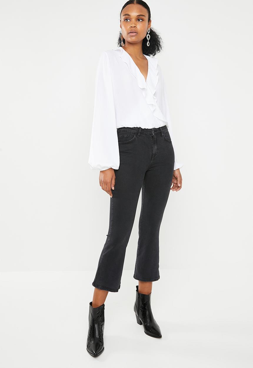 Superbalist - Wrap front ruffle bodysuit - white