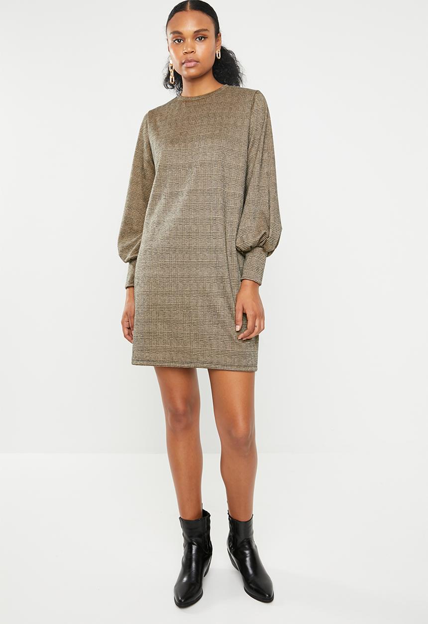 Superbalist - Check shift dress - brown & black