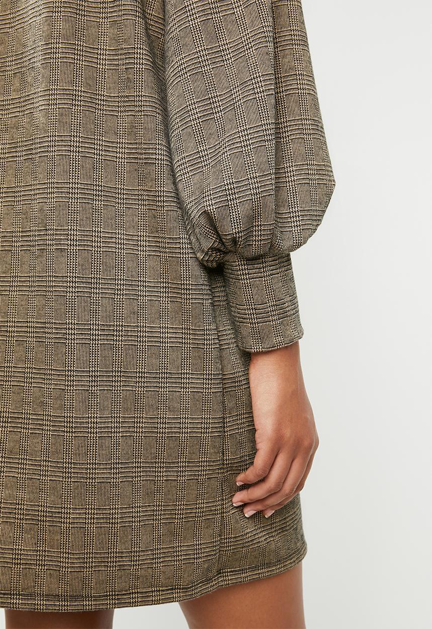 Superbalist - Check shift dress - brown & black