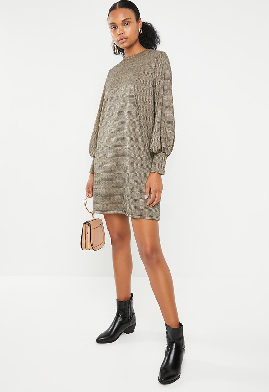 Superbalist - Check shift dress - brown & black