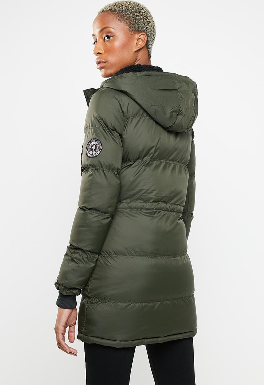 Brave Soul - Padded parka with lined hood and ribbed cuffs - khaki