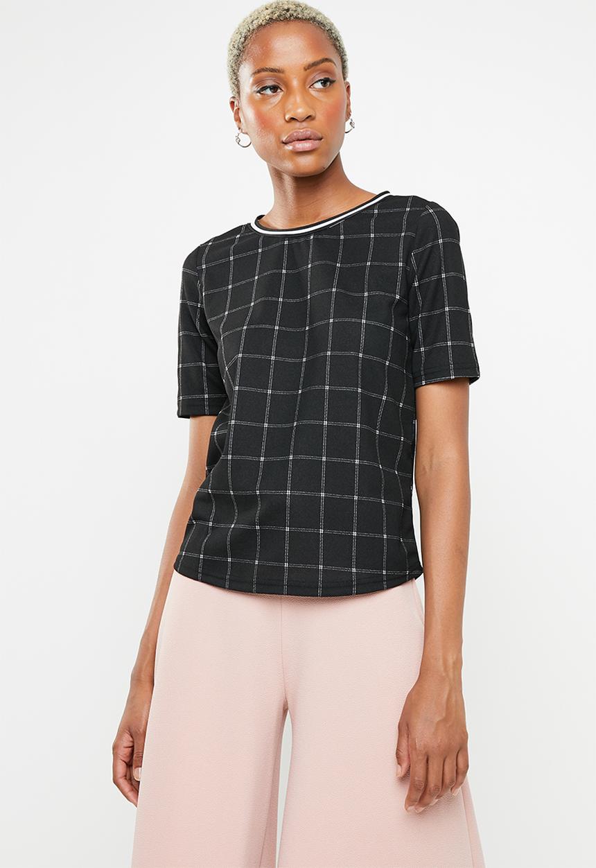 c(inch) - Contrast trim T-shirt - black & white