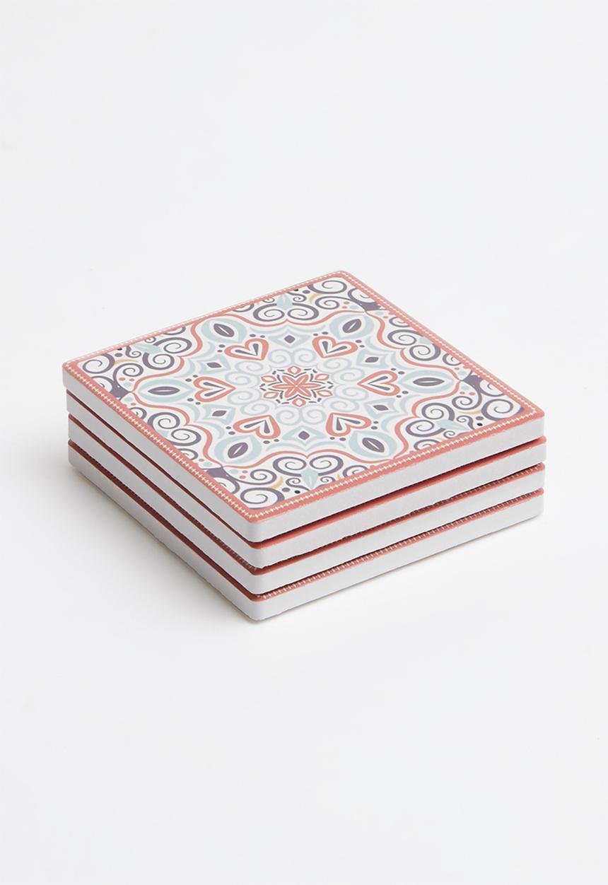 Kitchen Craft - Ceramic cork back coasters set of 4 - terracotta motif