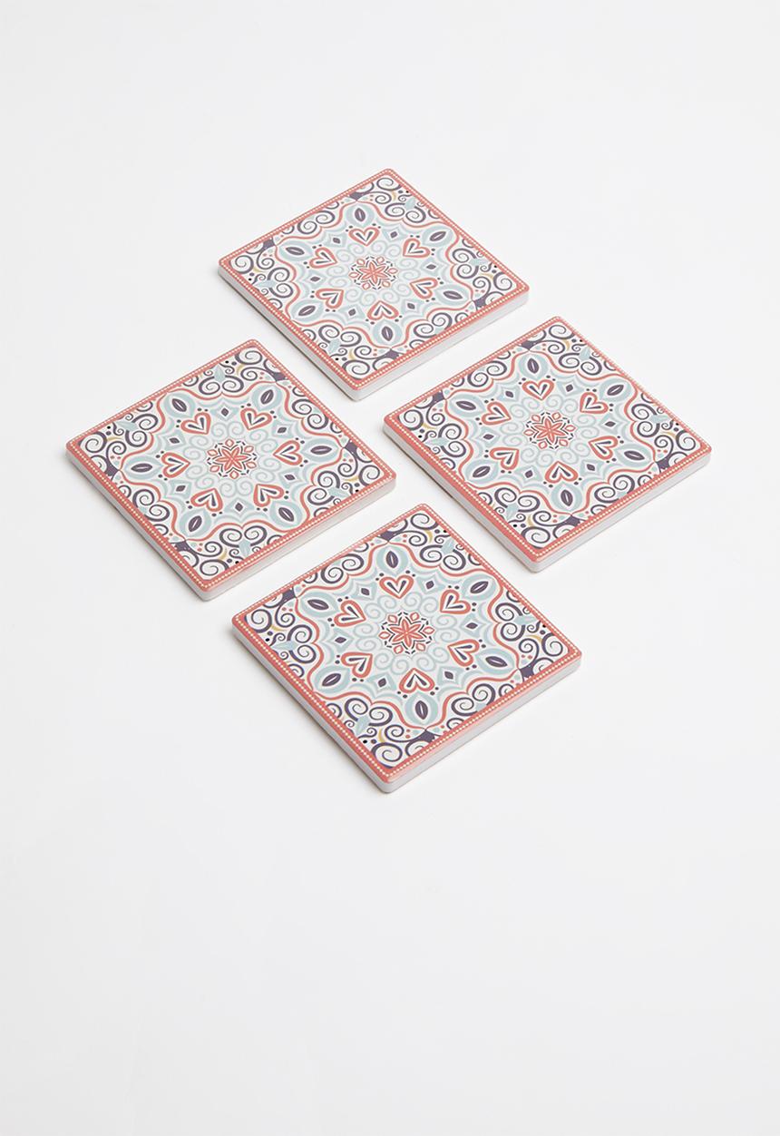 Kitchen Craft - Ceramic cork back coasters set of 4 - terracotta motif