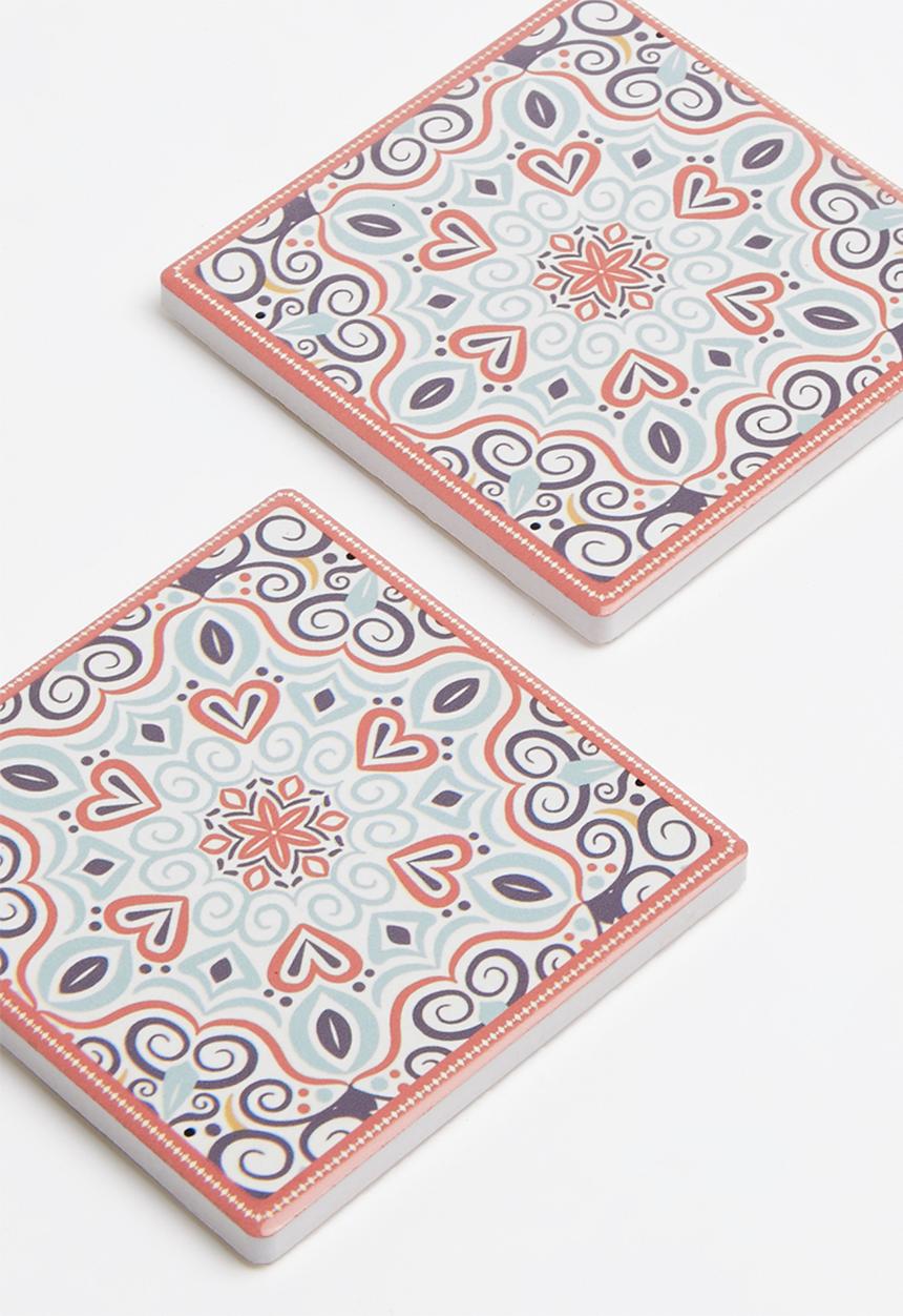 Kitchen Craft - Ceramic cork back coasters set of 4 - terracotta motif