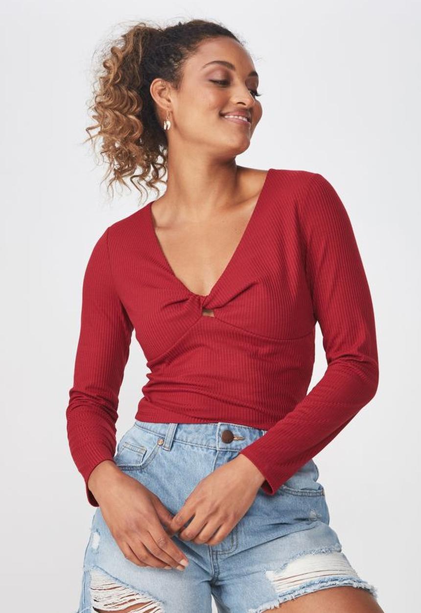 Cotton On - Brooke long sleeve top - red