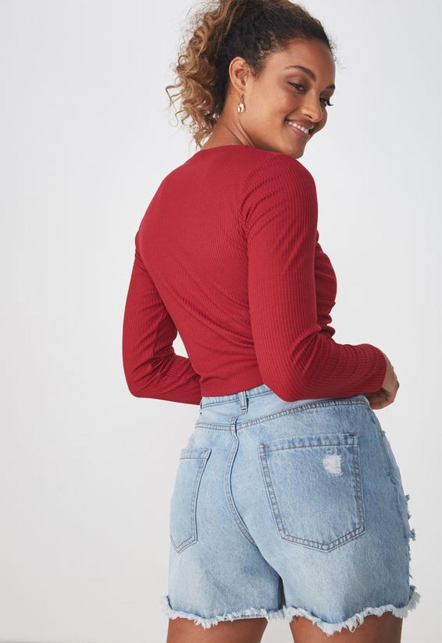 Cotton On - Brooke long sleeve top - red