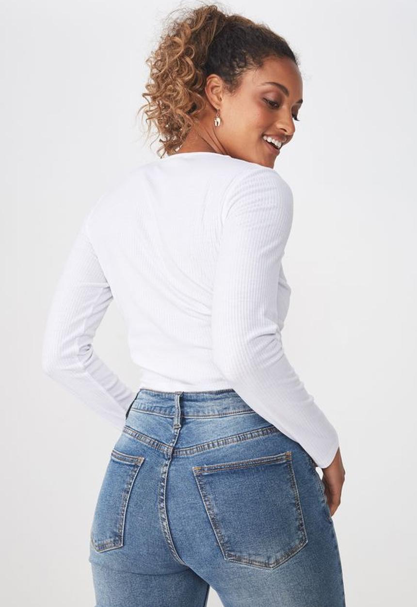 Cotton On - Brooke long sleeve top - white
