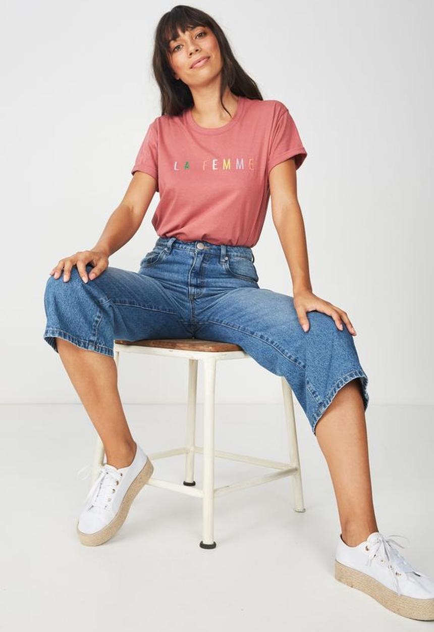 Cotton On - Classic slogan tee - pink