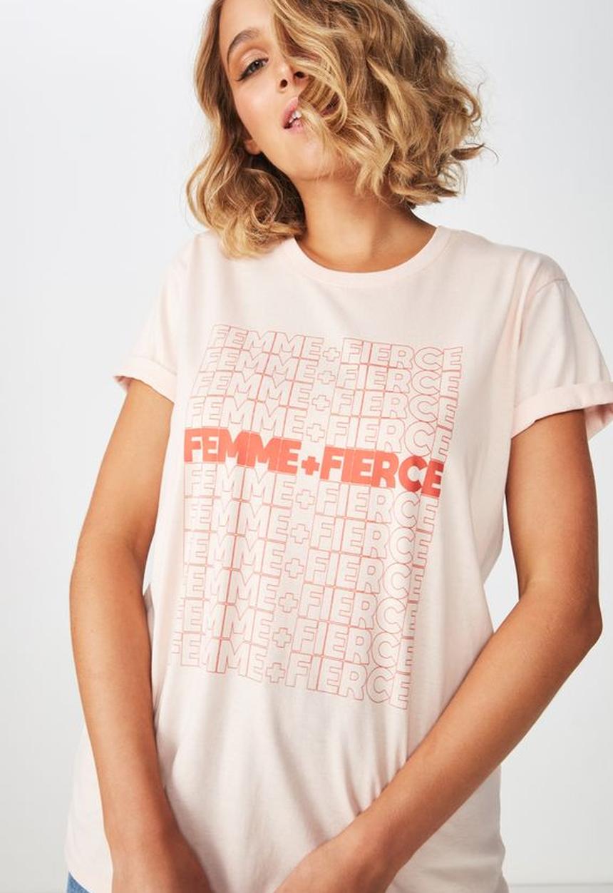 Cotton On - Classic slogan tee - pink & red
