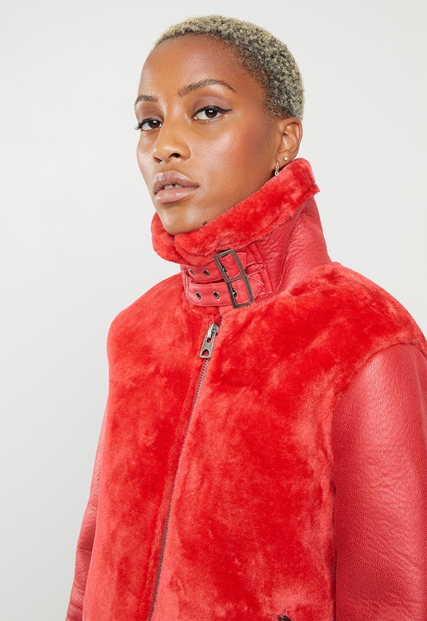 Missguided - Fur short ultimate aviator - red