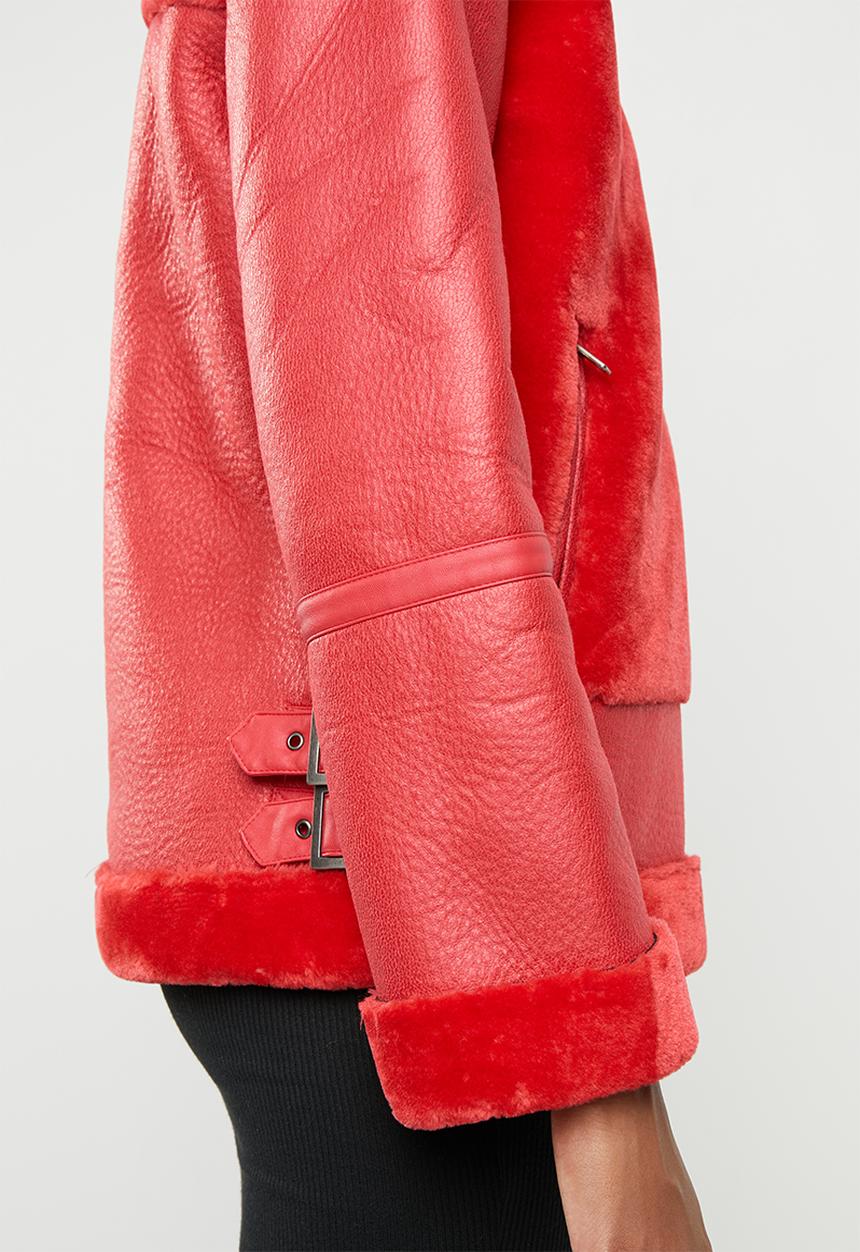 Missguided - Fur short ultimate aviator - red