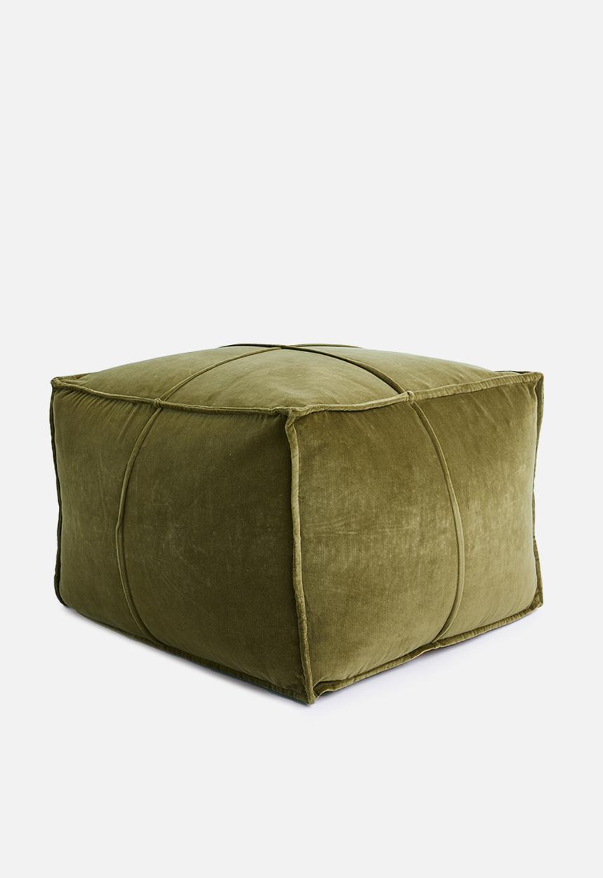 Sixth Floor - Venice velvet ottoman - green