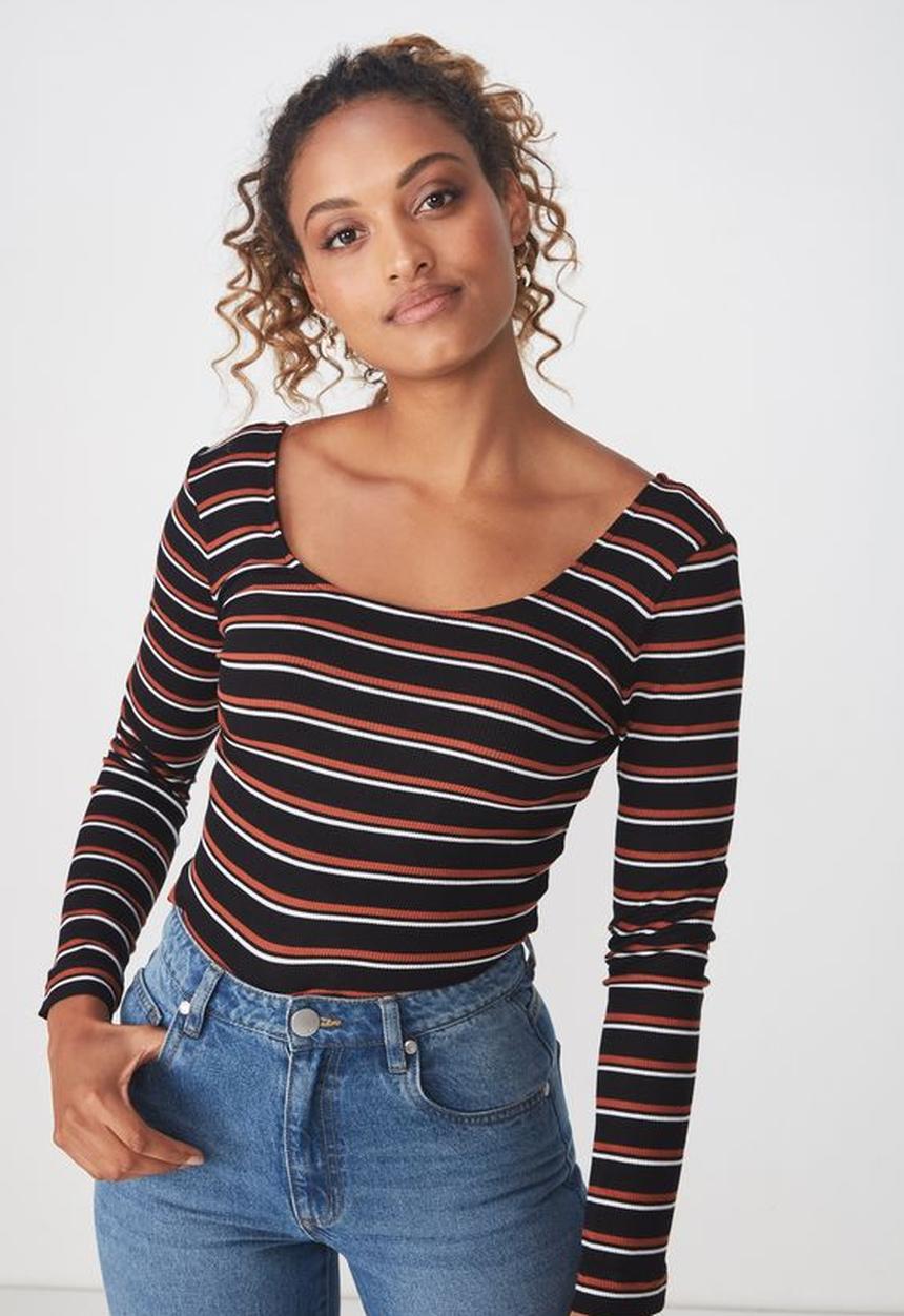 Cotton On - Double scoop long sleeve top - multi