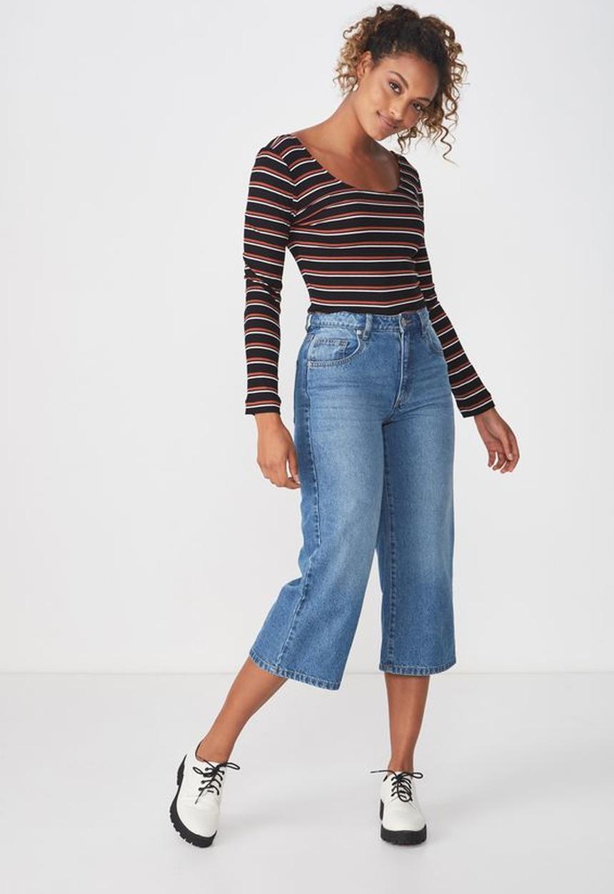 Cotton On - Double scoop long sleeve top - multi