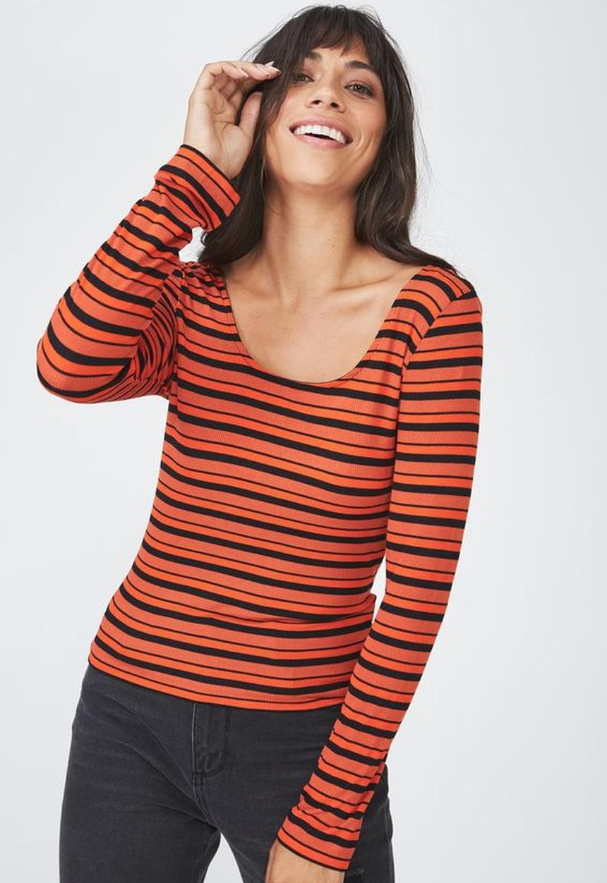 Cotton On - Double scoop long sleeve top - multi