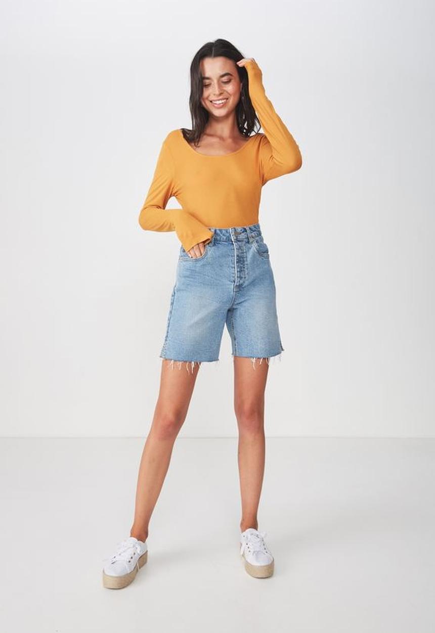 Cotton On - Double scoop long sleeve top - yellow