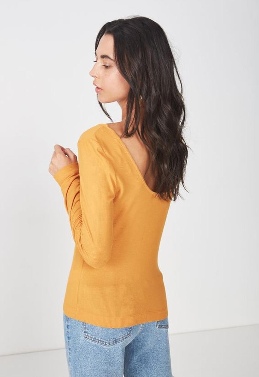 Cotton On - Double scoop long sleeve top - yellow