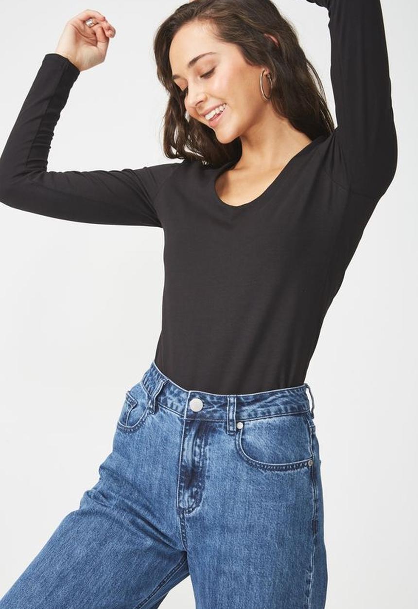 Cotton On - Everyday V-neck top - black