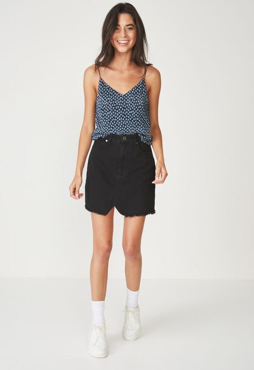 Cotton On - Martha cropped cami - navy & white