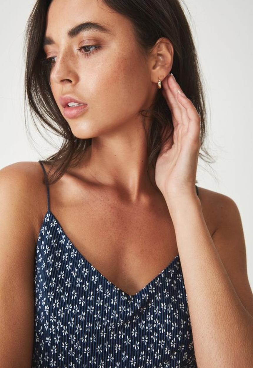Cotton On - Martha cropped cami - navy & white