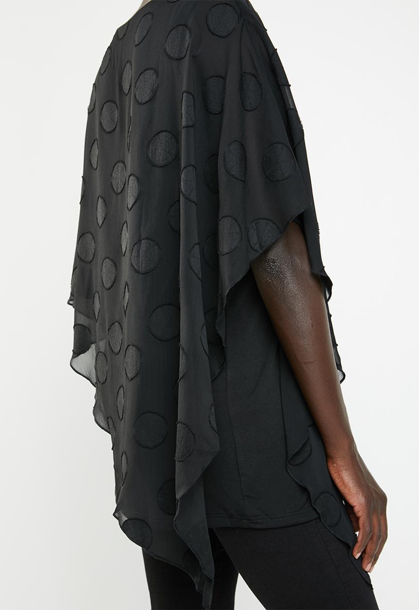 Revenge - Polka georgette oversized top - black