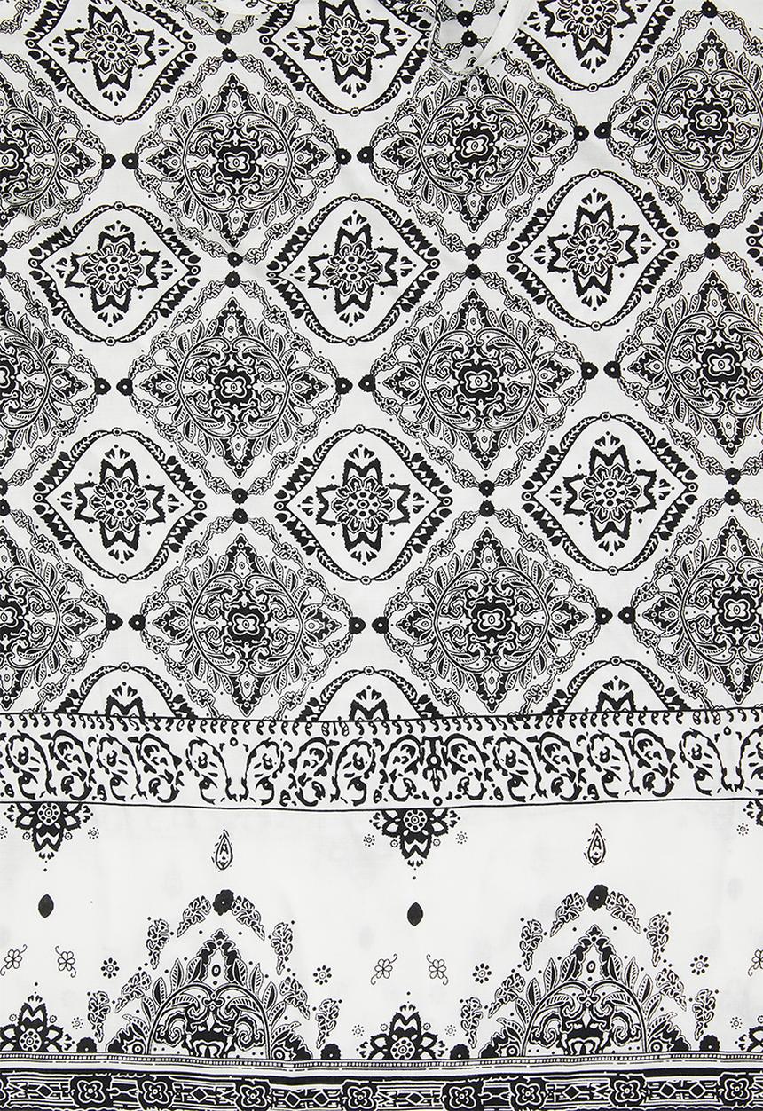 Revenge - Tassle detail printed tunic - black & white