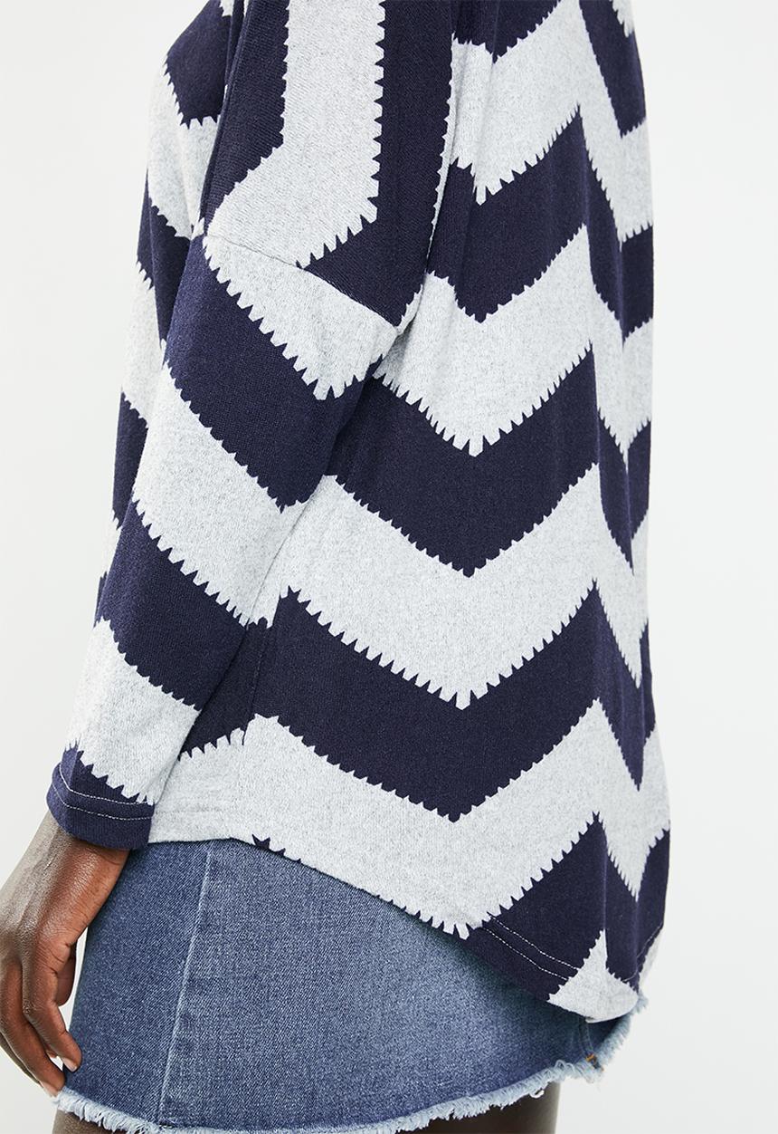 Revenge - Zig zag zip through top - navy & grey