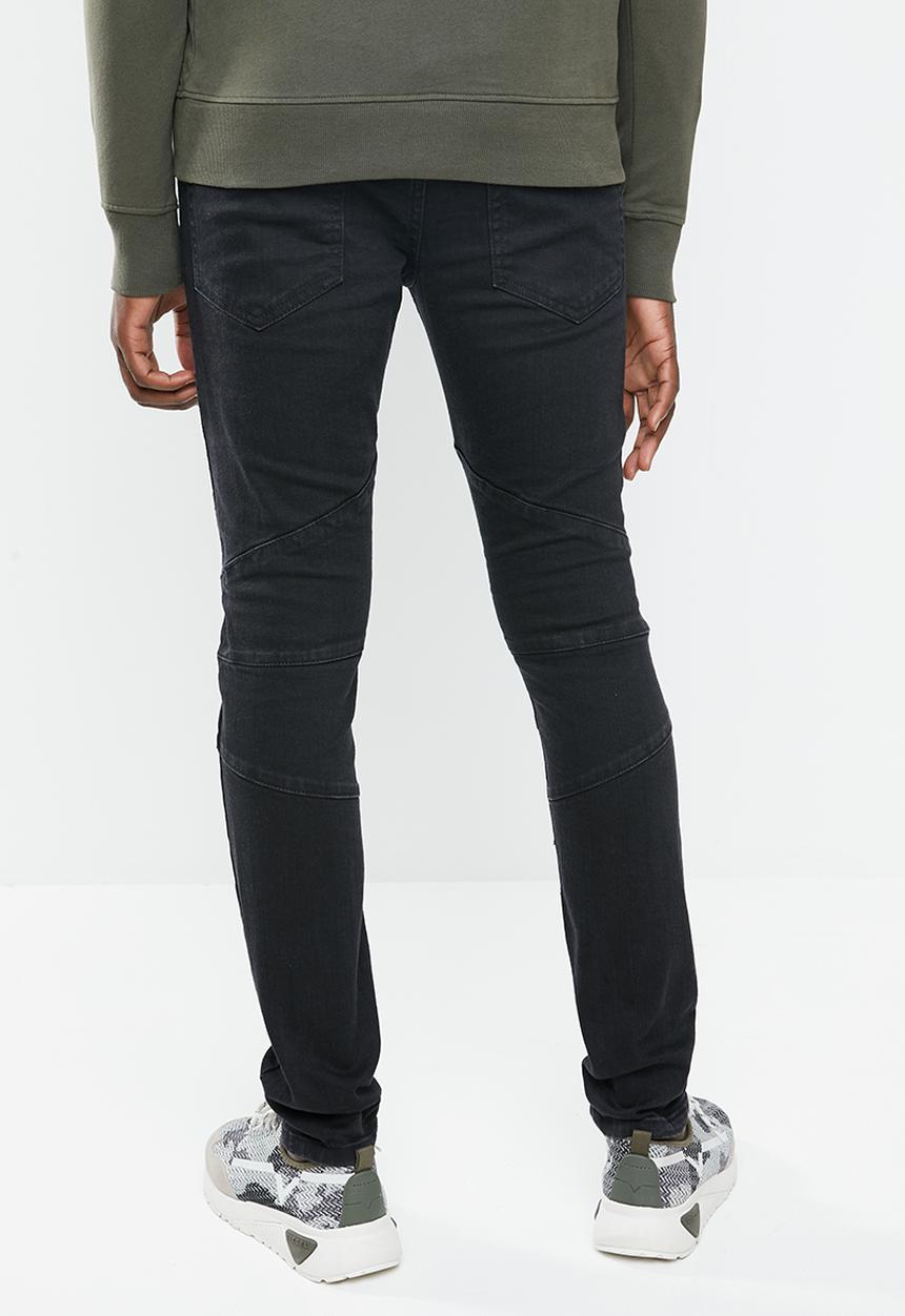 Superbalist - Biker abrasions jeans - black