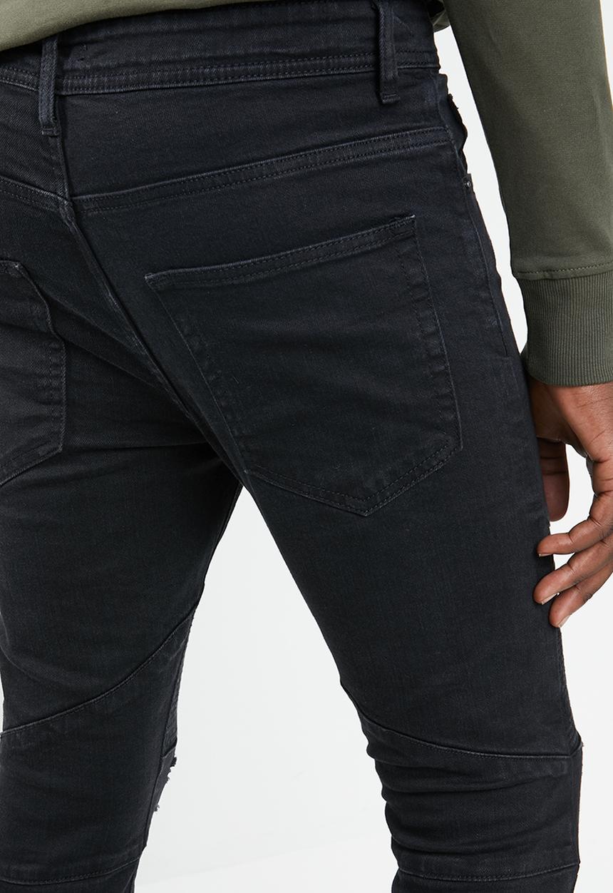 Superbalist - Biker abrasions jeans - black