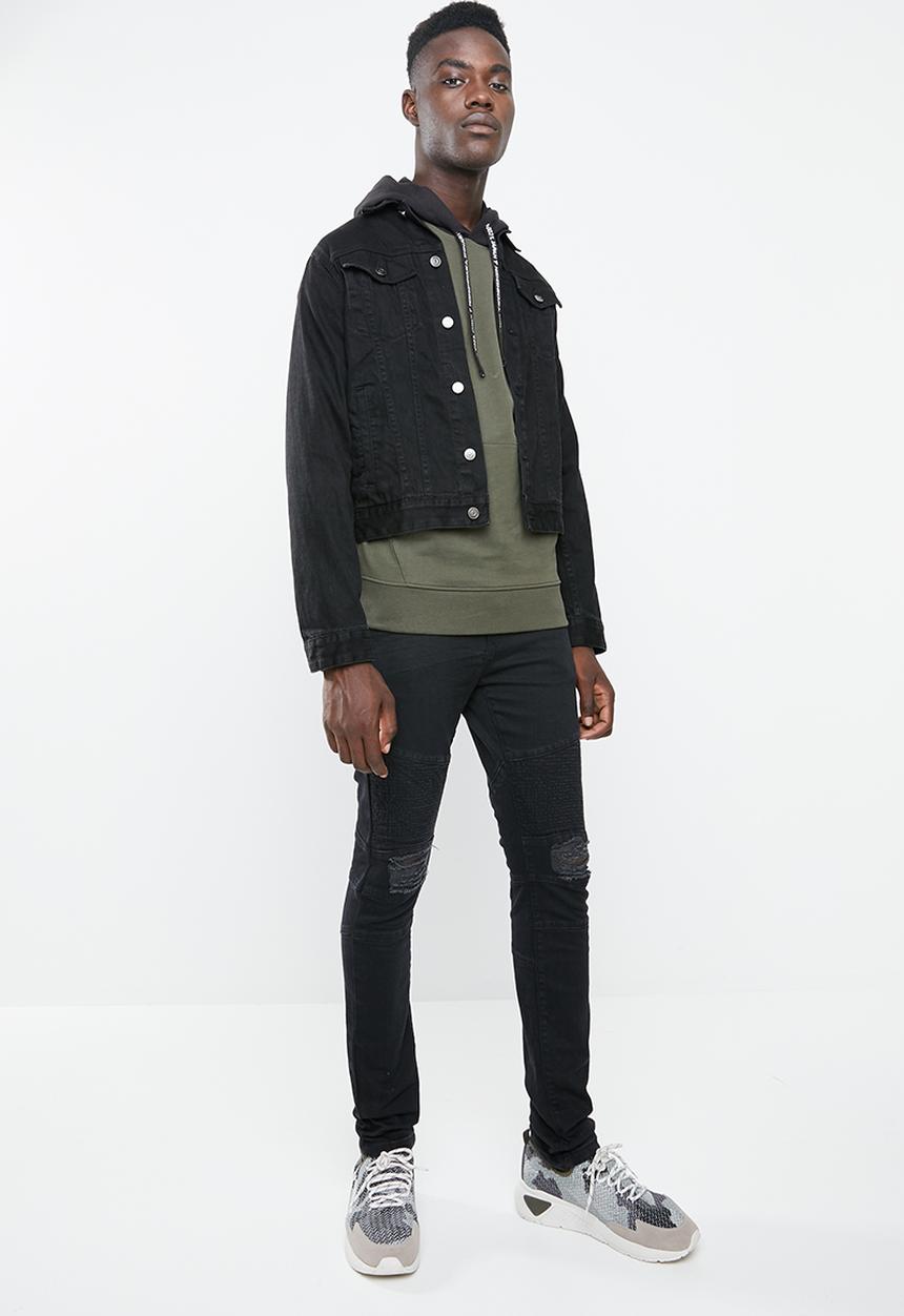 Superbalist - Biker abrasions jeans - black