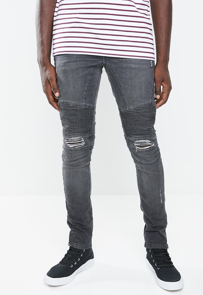 Superbalist - Biker abrasions jeans - grey