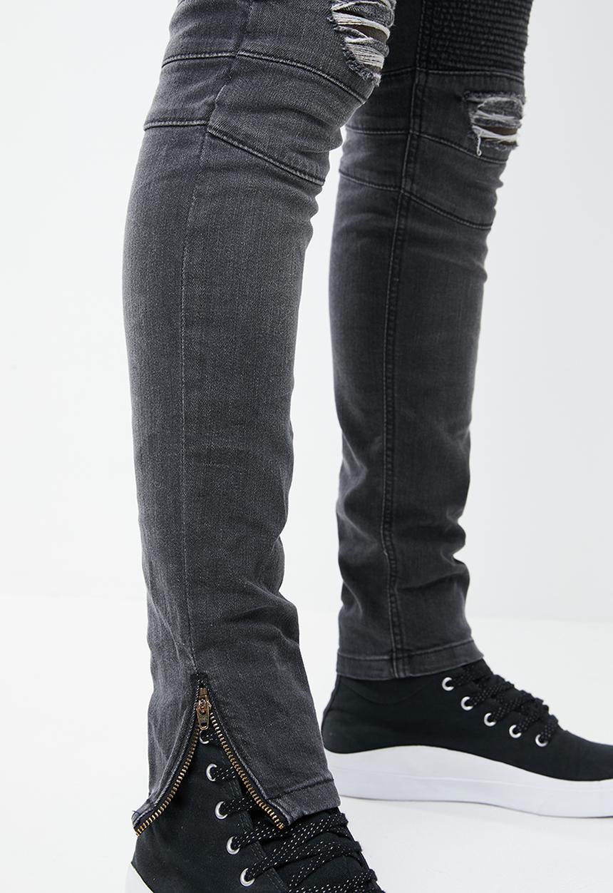 Superbalist - Biker abrasions jeans - grey